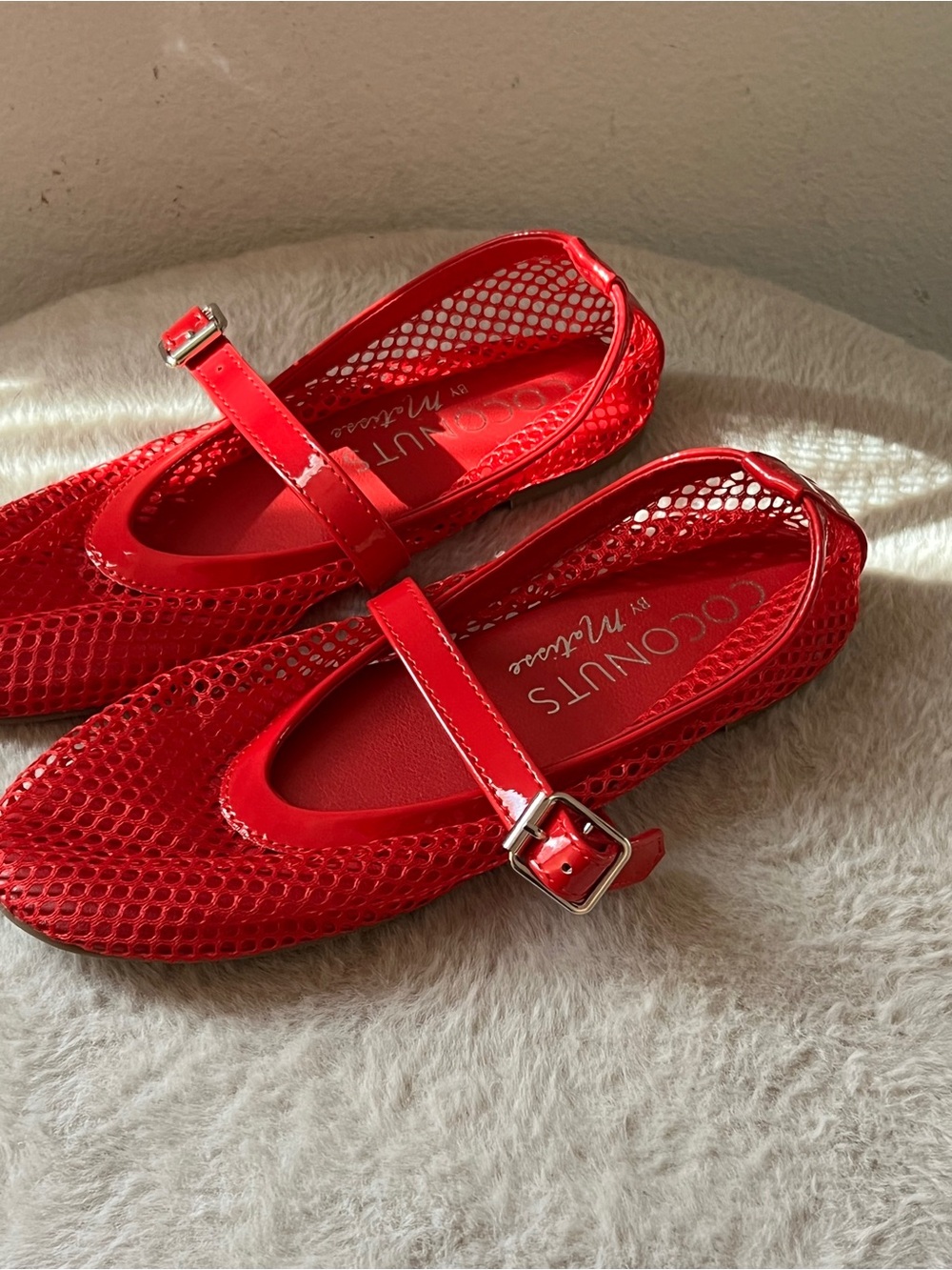 Coconuts by Matisse Glossy Red Mary Jane Flats with Buckle Strap - Picture 3 of 6